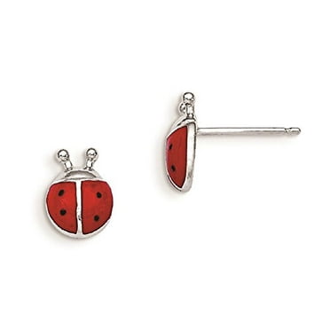 Sterling Silver 8mm ladybug post stud earrings. 